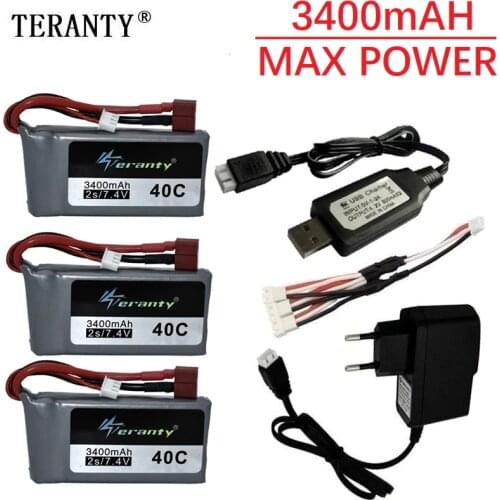 7.4v 3400mah Lipo Battery For Wltoys 12428 12423 RC Four-wheel RC Vehicle Car 1500mAH 7.4v Battery Feiyue 03 Q39 RC Part charger