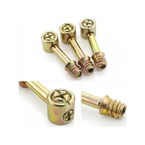 20pcs/lot 4 in 1 M6*50 Furniture Screw Assembled pieces headboard horizontal hole childrens bed accessories screw nut