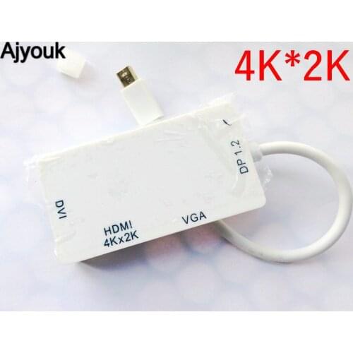 Mini Display Port 1.2 DP to DVI VGA HDMI 4K*2K Thunderbolt Video Adapter Converter Cable for Apple MacBook Air Pro iMac 50PCS