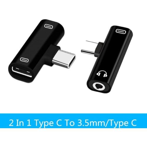 Mini Type C Audio Adapter 2 in 1 Type-C to 3.5mm Jack Earphone Cable USB-C Charging Charge Code for Samsung Xiaomi Huawei LG HTC