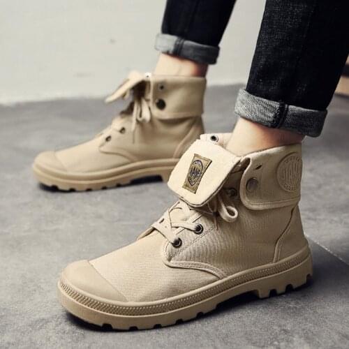 Koovan Men Military Boots 2020 Outdoor Fashion Canvas High Women Men Casual Shoes Ankle Black Chelsea Boots Zapatos De Hombre