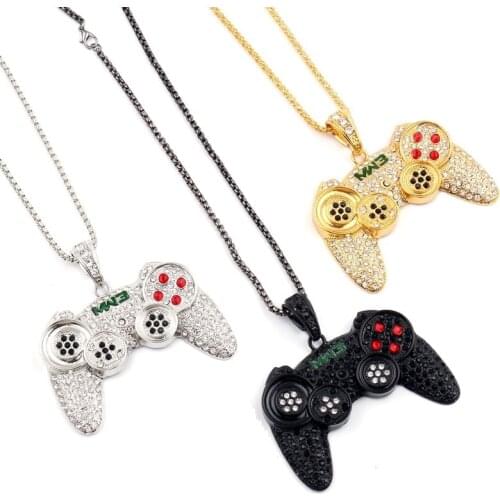 Men Street Dance Jewelry Game Console Necklace Pendant Childrens Gold Chain Crystal Necklace