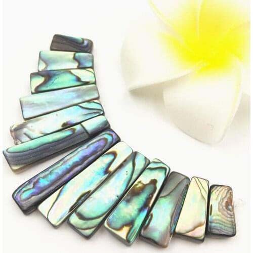Multicolor Fashion 13Pcs Set Stick Rectangle Paua Shell Pendant Natural Abalone Shells Pendants Jewelry Making Accessories A127