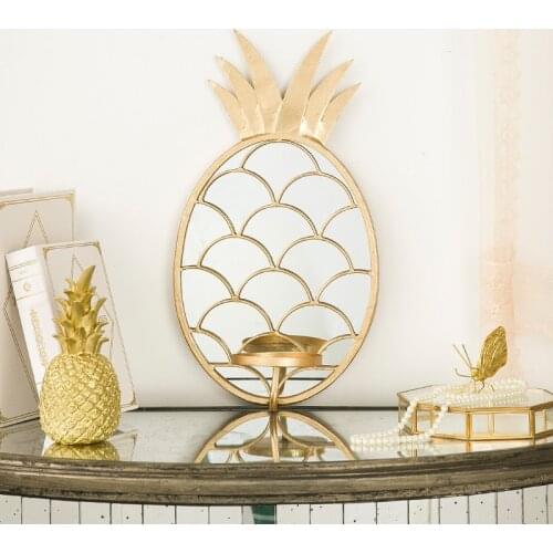 Nordic Luxury Decorative Glass Mirror Decoration Home Decoration Pineapple Wall Hanging Candlestick