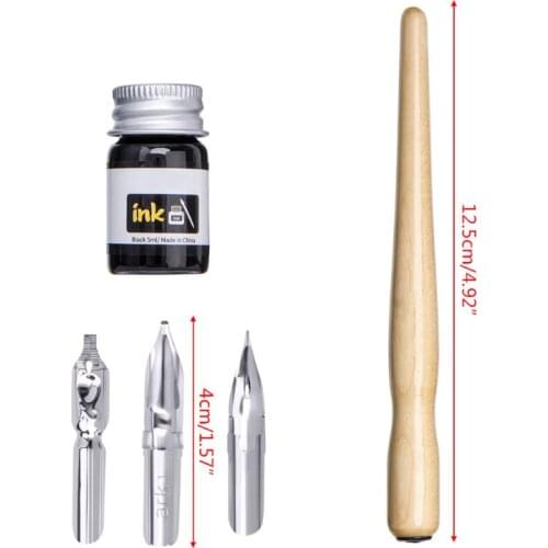 2021 New Manga Dip Pen Set Comic Pro Drawing Kit 3 Nibs Wood Holder Ink Calligraphy Tools