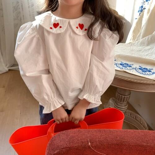 Koodykids New Vintage Girl Spring White Shirt Blouses Long Sleeve Shirt For Baby Girl Simple Shirt Princess Outfit Tops For Girl