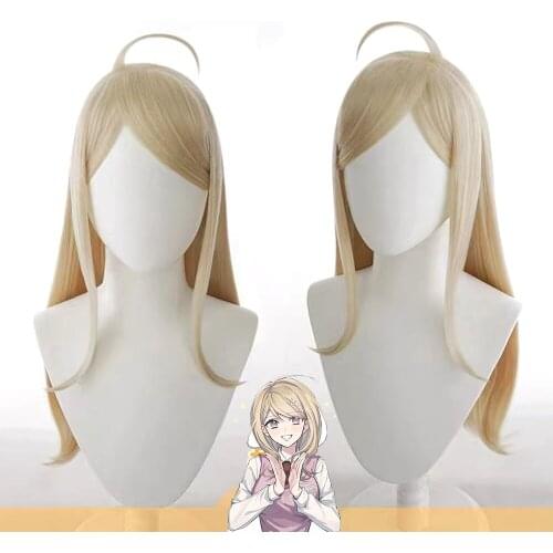 Danganronpa cosplay Kaede Akamatsu wig Light yellow 70cm Cosplay Anime cosplay Wigs Heat Resistant Synthetic Wigs Halloween