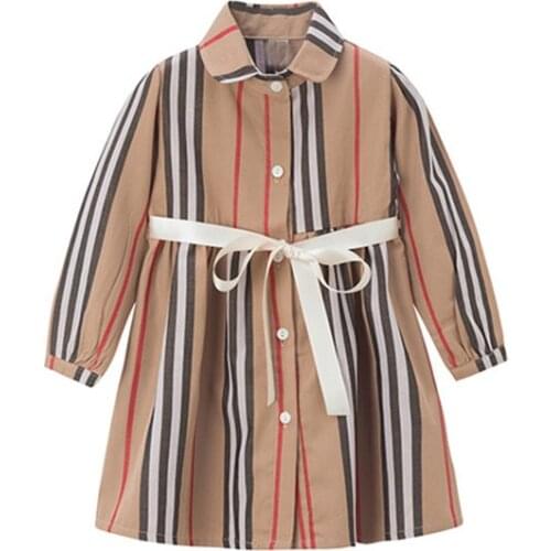 Girls Dress Long Sleeve 2020 Autumn Kids Dresses For Girls Striped Bow Children Princess Dresses Toddler Girl Clothing