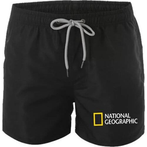 2021 National Geographic printed logo beach shorts mens swimming shorts summer quick-drying mens mesh lining quarter pants