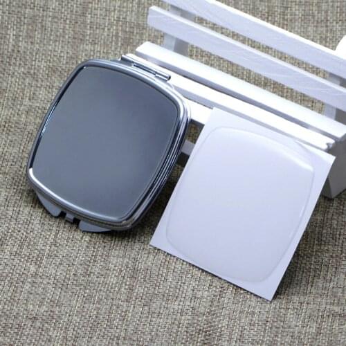 Blank Rectangle Compact Mirror Silver Pocket Mirror with DIY Clear Resin Epoxy Sticker #18440-1