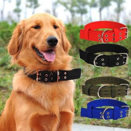 Large Dog Collar Nylon Double Buckle Thicken Pet Collar Labrador Dolgen Adjustable For Golden Retriever American Pit Bull Terrie