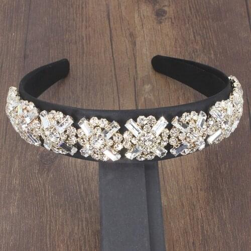 New Baroque Luxury Shining Granule Rhinestone Fashion Geometric Flower Headband Fashion Wild Exaggerated Personality Headband