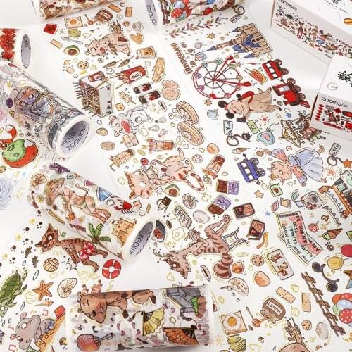 Crazy Animal City Series Bullet Journal PET Washi Tape Adhesive Planet Tape DIY Scrapbooking Sticker Label Masking Tape