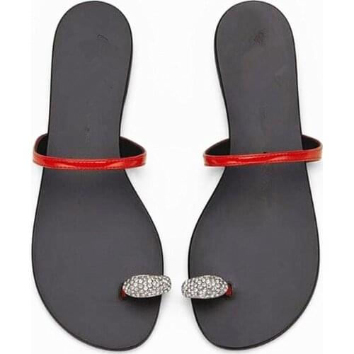 Luxury crystal flip Flop Summer women slippers 2020 flats toe Sandalias De Mujer simple comfort brand design