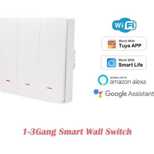 Tuya Smart Switch WiFi EU Switch 1-3Gang Power-off Memory Timing Status Sync Automation Support APP Alexa Google Home Control