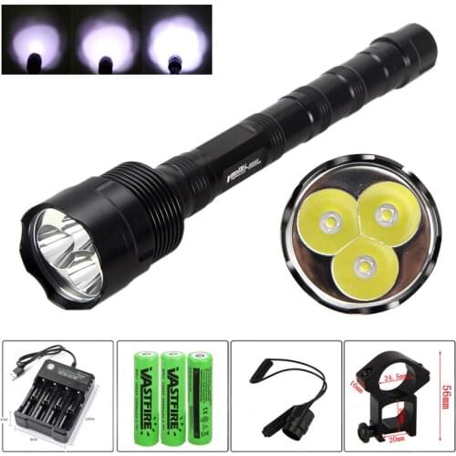 6000 lumens 3xXM-L Led Weapon Gun Light White Tactical Hunting Flashlight+Rifle Scope Airsoft Mount+Remote Switch+18650+Charger