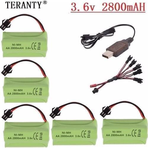 T Model ) Ni-MH 3.6v 2800mah Battery + USB Charger For Rc toys Car Tank Train Robot Boat Gun AA 3.6v Rechargeable Battery Pack