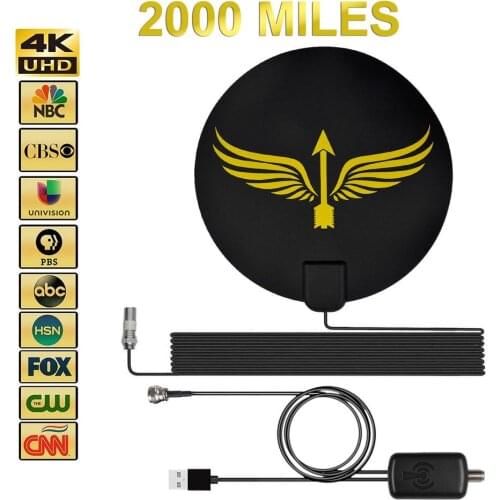 Amplified HDTV Antenna Indoor TV Antenna 2000 Miles Long Range Amplifier Booster DVB-T2 Satellite Receiver Clear