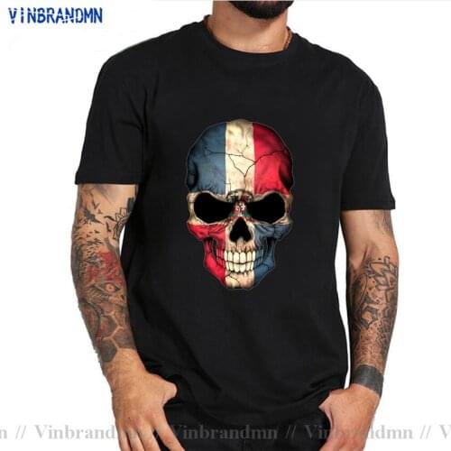 Top High Quality Summer Style Men T shirt Dominican Flag Dominican Republic Skull Distressed funny t-shirt novelty tshirt women