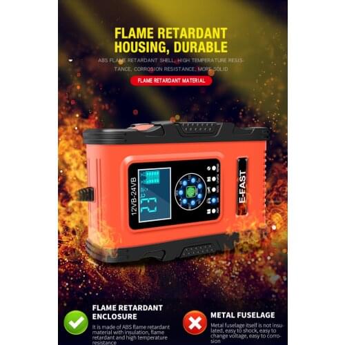 Car Battery Charger 12V 6A Touch Screen Pulse Repair LCD For Auto Moto Fast Power Charging Wet Dry Lead Acid Digital LCD Display