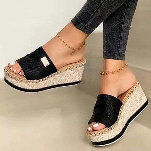 Dropship Platform Wedges Slippers Women Sandals 2020 New Female Shoes Fashion Heeled Shoes Casual Summer Slides Slippers Women