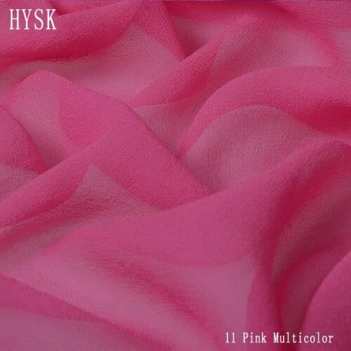 HYSK 100% silk chiffon fabric luxury transparent solid 11 pink multicolor chinese soy silk wholesale by the yard for woman dress