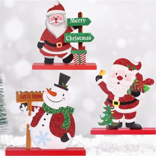 Merry Christmas 1pc Santa Snowman Wooden Ornaments New Year Gifts for Kids Christmas Tree Decoration Xmas Supply Navidad Decor