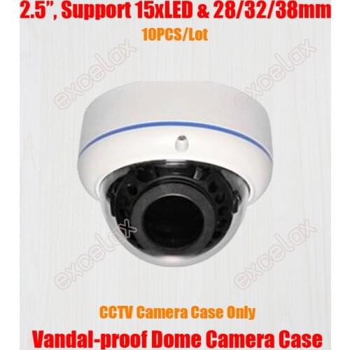 10PCS/Lot Mini Vandal-proof Varifocal 15x LED IR Dome Camera Case IP CCTV Ceiling Mount Metal Vandal Resistant Housing Casing