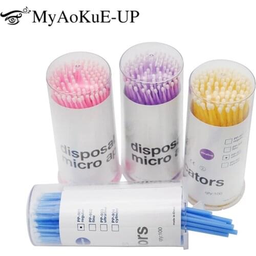 100pcs/ barrel Eyelash Microbrush Mini Eyelashes brushes Extension Make Up Tool Applicator Wand Applicators Mascara Makeup brush