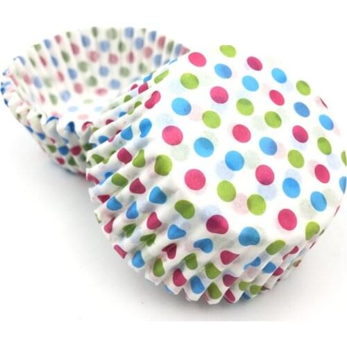 100pcs Colored Dots Paper Cake Cups Cupcake Liner Baking Muffin Box Cup Case Cake Mold Cake Decorating Tools
