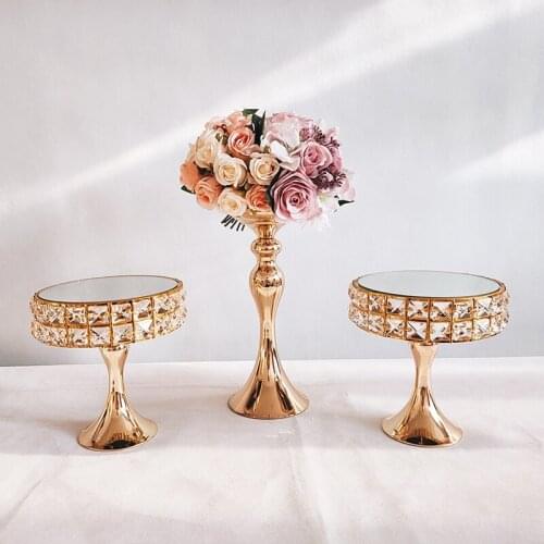 3pcs -5pcs /suit Cake Stand Set gold Crystal Metal Cupcake decorations