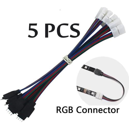 5Pcs 15cm 4 Pin 4pin 5050 3528 LED RGB Strip Extension Connector Cable Wire led strip Extension Cables Clip