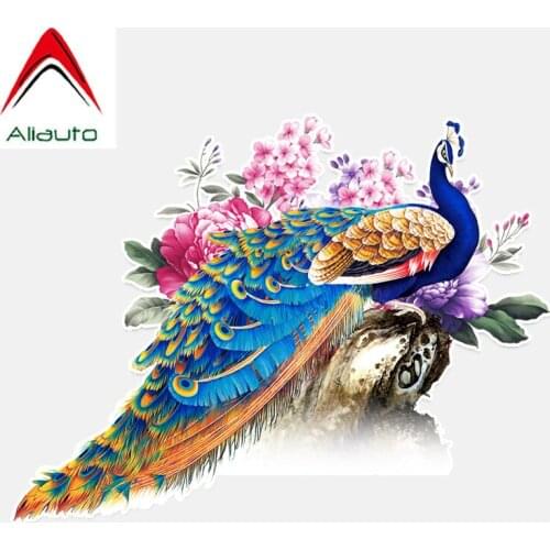 Aliauto Car Stickers Mysterious Beautiful Peacock Colored Personalized Vinyl Decal for Chevrolet Toyota Volkswagen,17*13cm