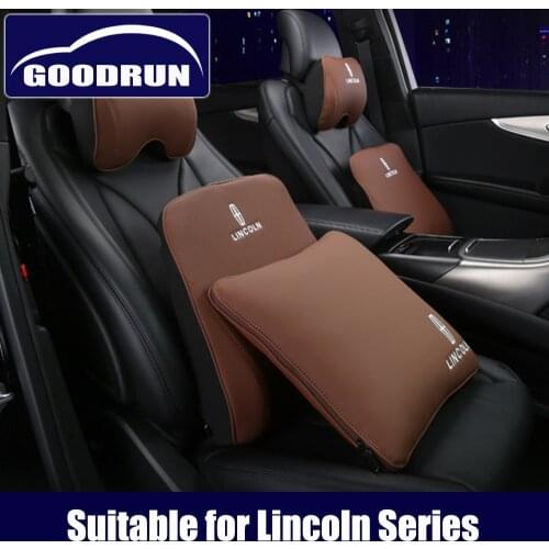 Memory Foam car pillow for Lincoln lumbar back neck support headrest Comfortable and healthy PVC artificial leather