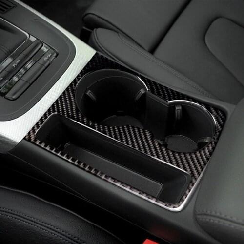 Car Styling Carbon Fiber Interior Water Cup Holder Panel Trim Sticker Decals For Audi A5 A4 B8 2009-15 Auto Sticker Accessories