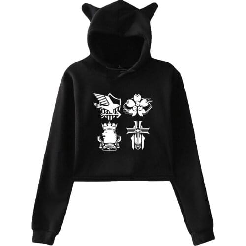 Azur Lane Cat Ear Hoodies Women Long Sleeve Hooded Crop Sweatshirts Hot Sale Casual Streetwear Clothes