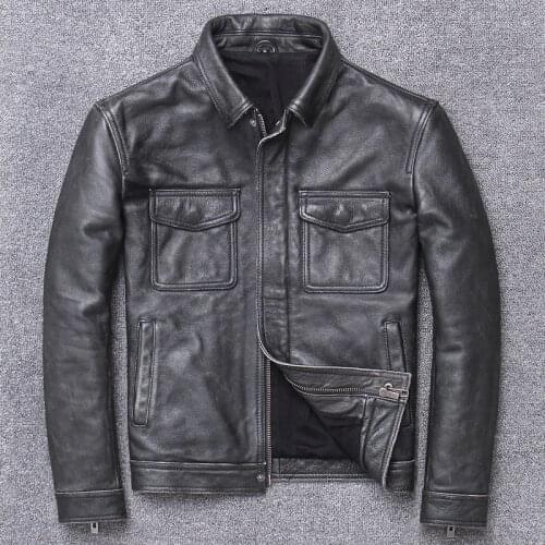 Free shipping.Sales Plus Size classic leather jacket,casual genuine leather coat,vintage mens slim leather coat.business,sales