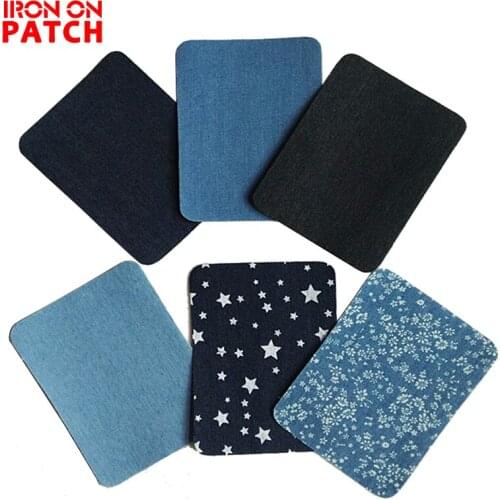 Denim Iron On Patches DIY Jeans Embroidered Patch Stickers Ironing Patch For Jean Backpack Sewing Craft Repair Elbow Knee Denim