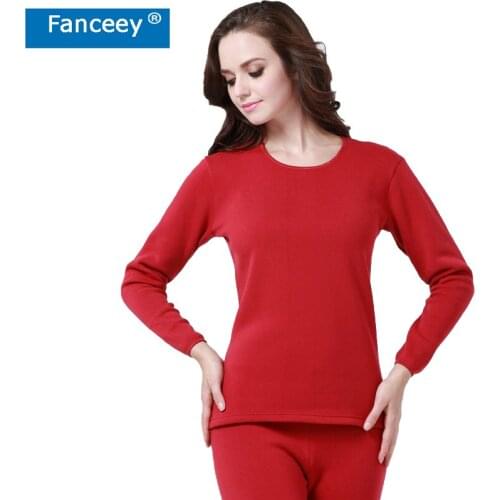 Fanceey O Neck Shirt Base Women Thermal Underwear Witner Warm Long Johns for Women Thermal Clothing Female 2pcs Thermal Suit