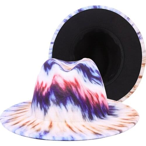Tie-dye fedora hat with lightning pattern new color stage performance jazz hat outdoor party fashion wholesale кепка мужская