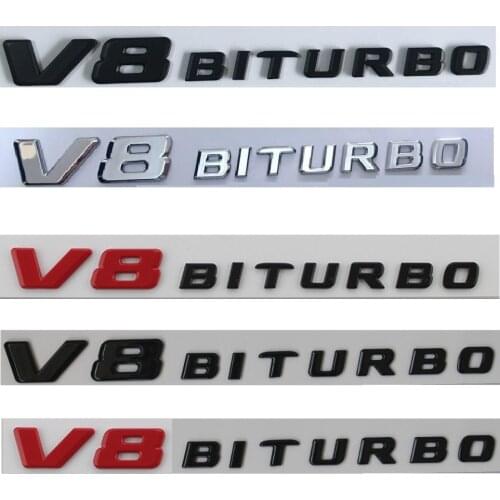 Chrome Matt Gloss Black Red V8 BITURBO V8BITURBO Letters Fender Badges Emblems Emblem Badge for Mercedes Benz AMG 2017-2020