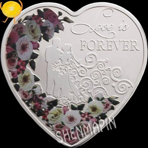 "I LOVE YOU" 999 Silver Heart-shaped Propose Marriage Coins Collectibles Love Confession Marriage Memorial Gift Love is Forever