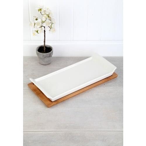 Queens Kitchen Bamboo Standing Porcelain Lux 30cm Service