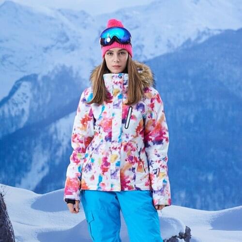 GSOU SNOW Winter Waterproof Ski Jacket Womens windproof Snowboard Jacket Ski Suit Outdoor Skiing keep warm Camping Clothes coat