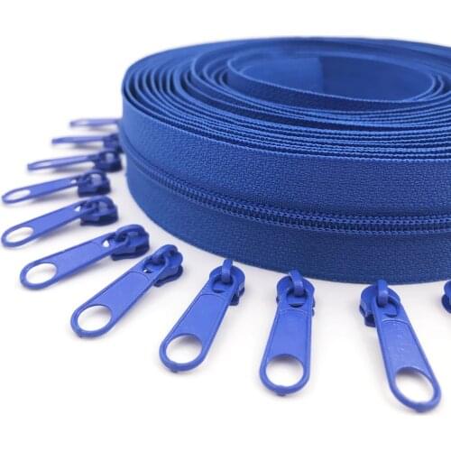 5 Meters Zipper by the Yard Nylon Coil Zippers with 10pcs Zipper Slider for purses, bags and other sewing projects