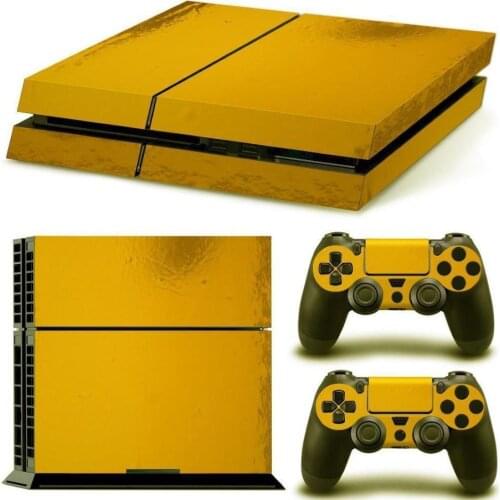 2021 Golden Color Glossy Decal Skin Sticker for Playstation 4 PS4 Console + Controllers