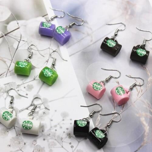 New simulation Coffee cup earrings Fashion creative Earring for Women Gift Earrings Jewelry Wholesale