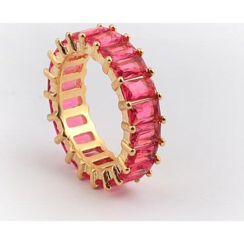 Square Rainbow CZ Zircon Crystal Wedding Engagement Rings Gold Round Circle Finger Ring Women Men Bridal Jewelry Females