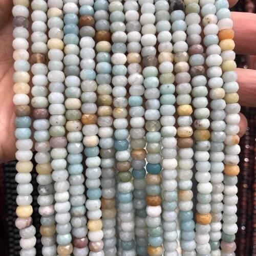 Wholesale Multi Amazonite Faceted Beads,4x6mm 5x8mm Faceted Roundel Spacer Gem Stone Loose Beads for jewelry 15.5"/string