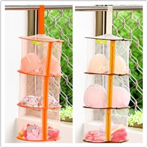 Hanging Bra Drying Bag 3-layer Zipper Mesh Bra Sock Underwear Storage Basket Clothes Drying Organizer Laundry Storage Bag